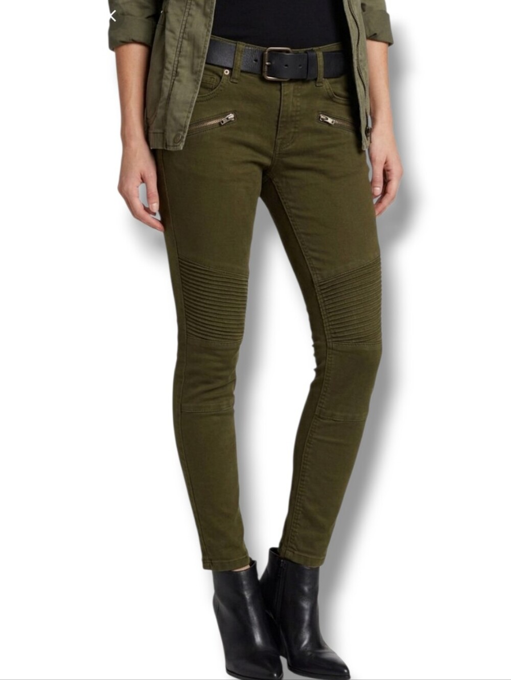 Tinsel women's military green Brian Moto Detail skinny fit pants - size 25